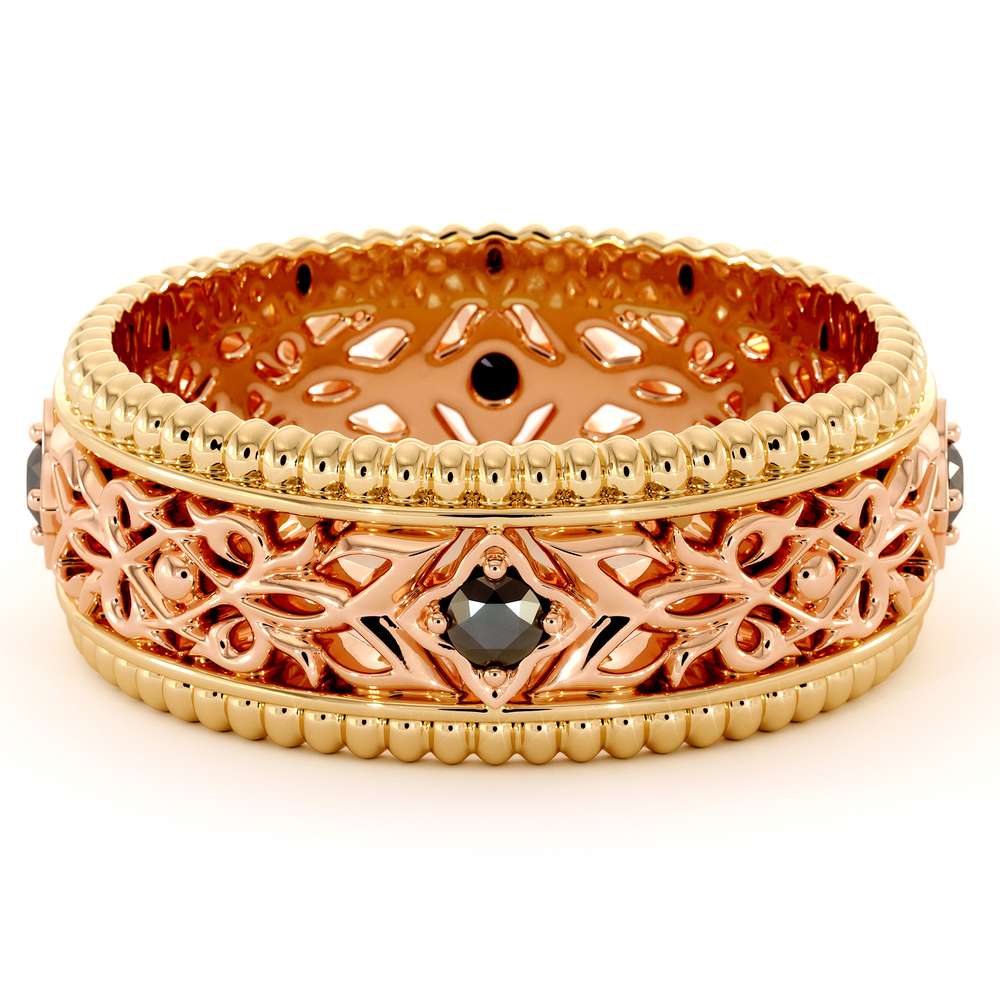 Unique Wedding Men Band- Wedding Band Rose & Yellow Gold Wedding Ring